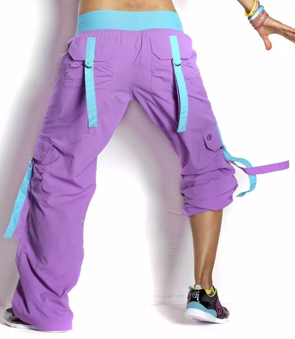 ZUMBA Stellar Orchid CARGO PANTS Converts to Capri Dance Fitness! RARE!! XL  XXL