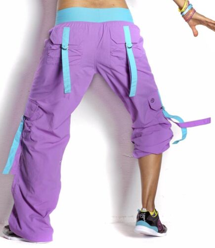 ZUMBA Stellar Orchid CARGO PANTS Converts to Capri Dance Fitness! RARE!! XL XXL - Picture 1 of 9