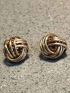 Vintage Large 9ct Gold Fancy Knot Earrings 12mm 2 3 Grams Vgc Ebay