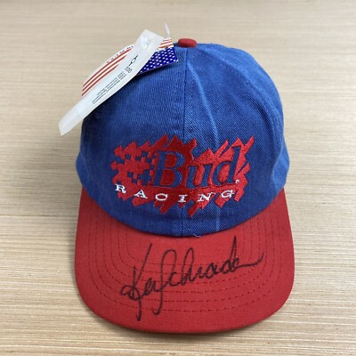 Chase Racewear Bud Racing Hat Mens Strapback Blue Spellout Logo Signature Signed