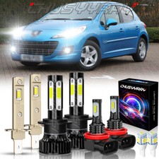 LED Headlight High Low + Fog Light Bulbs Super bright For Peugeot 307 2005-2008