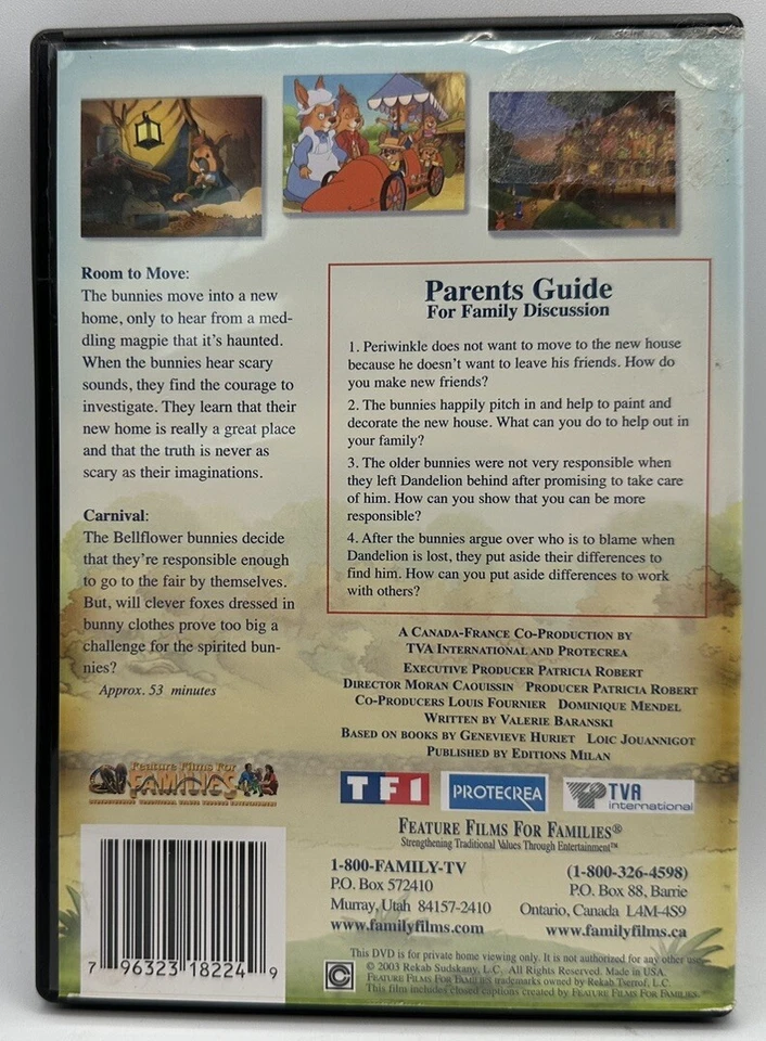 The Bellflower Bunnies Vol. 1 Room to Move & Carnival Families DVD Great Cond - Image 2 of 3