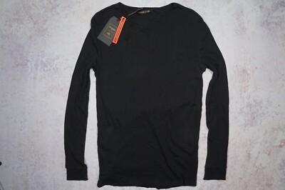 BALMAIN x H&M Schwarz Shirt Langarm Größe M / 100% Baumwolle Soft Touch RAR