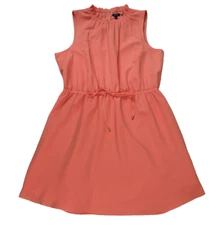 NWT Apt 9 Ruffle Shift Dress SZ XL Summer Orange Coral Mini Dress W/ Tie Waist