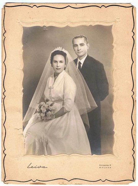 Antigua fotografía de recién casados. Fotografía de Leiva, Málaga