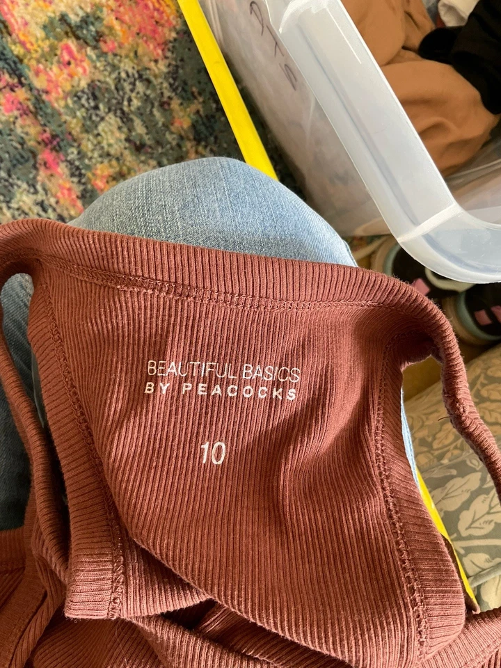 Chocolate Brown Ribbed T Shirt Vest From Peacocks Size 10 - Image 3 of 3