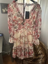 Fashion Nova Dear Dolly Floral Ruffle Mini Dress in Pink Combo Size Large NWT