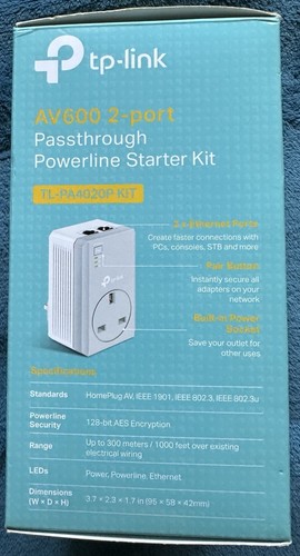 TP-Link TL-PA4020P KIT AV600 Mbps Powerline Adapters BT, Sky, Virgin, EE - Picture 3 of 7