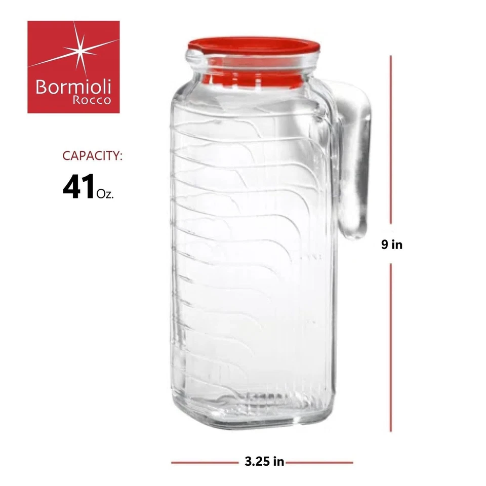 Bormioli Rocco Gelo Jug with Red Lid - Set of 2 - Image 2 of 4