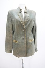 Yuppie Vintage Lederjacke tailliert schlichte Trachtenjacke Janker grau Gr.38