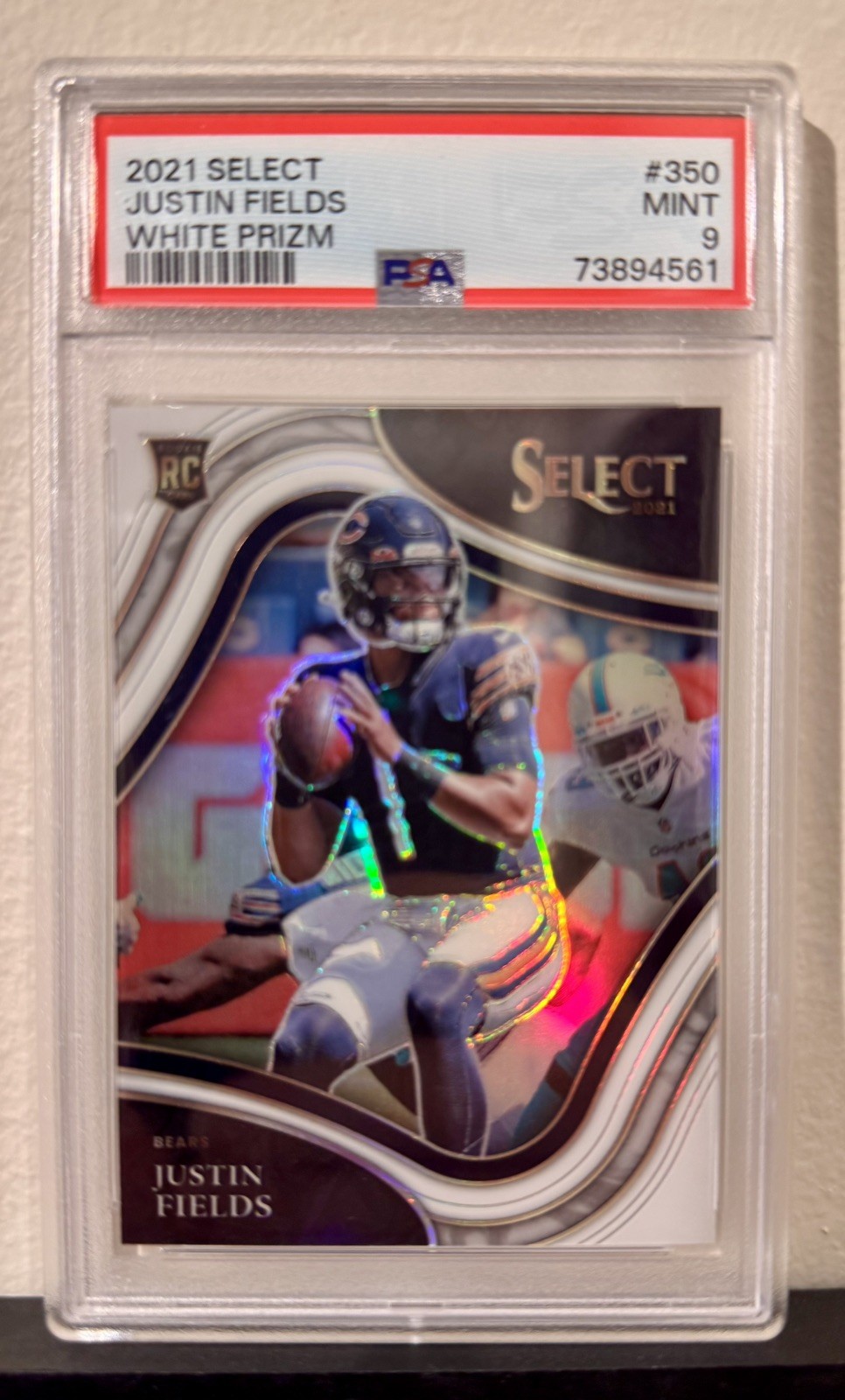 JUSTIN FIELDS 2021 PANINI SELECT #350 RC WHITE PRIZM FIELD LEVEL 25/35 PSA 9
