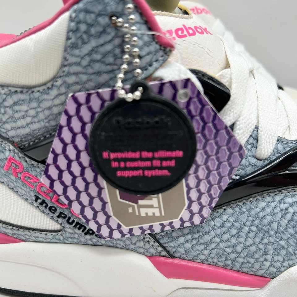 Reebok The Pump Hexalite Mens Size 8 US  4-248558 White Gray Pink Athletic Shoes - Image 3 of 4