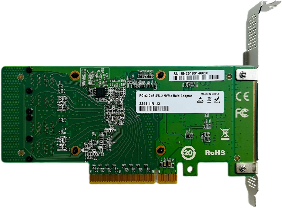 PCIe 3.0 X8 to 4 Ports Built-in U.2 NVMe Array Card Supports RAID 0, RAID 1, - Image 4 of 4