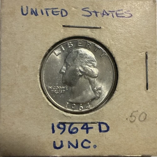 1964-D Washington Quarter Silver Quarter 90% Silver 1964-D UNC