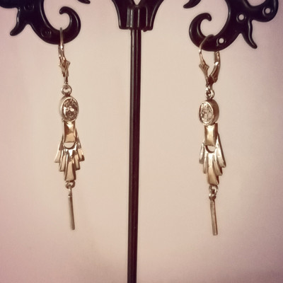 Art Deco Ohrhänger 925 Sterlingsilber, teils vergoldet 
