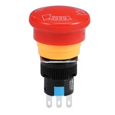 16mm Mounting Hole Latching Emergency Stop Push Button Switch NO NC Red New