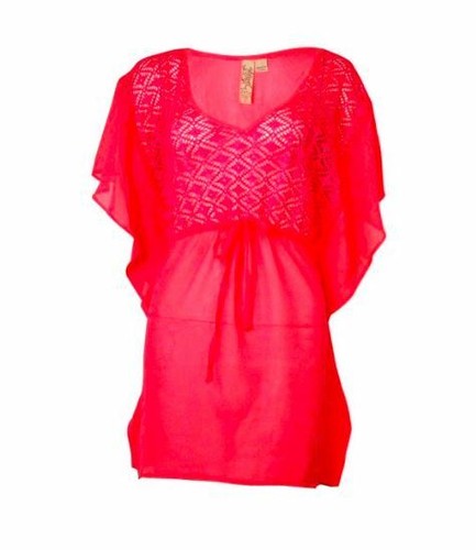 Miken transparentes gehäkeltes Schwimmen Überziehen, Ginger (Koralle), S, M, L oder XL - neu mit Etikett - Bild 1 von 3