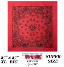 Hav-A-Hank XL RED w/ BLACK PAISLEY BANDANA  27" Head Wrap Face Mask Neck Scarf