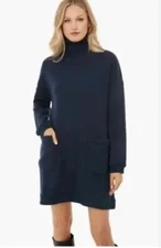 Pomander Place Tuckernuck Porter Mockneck Sweatshirt Dress XL Navy Pockets