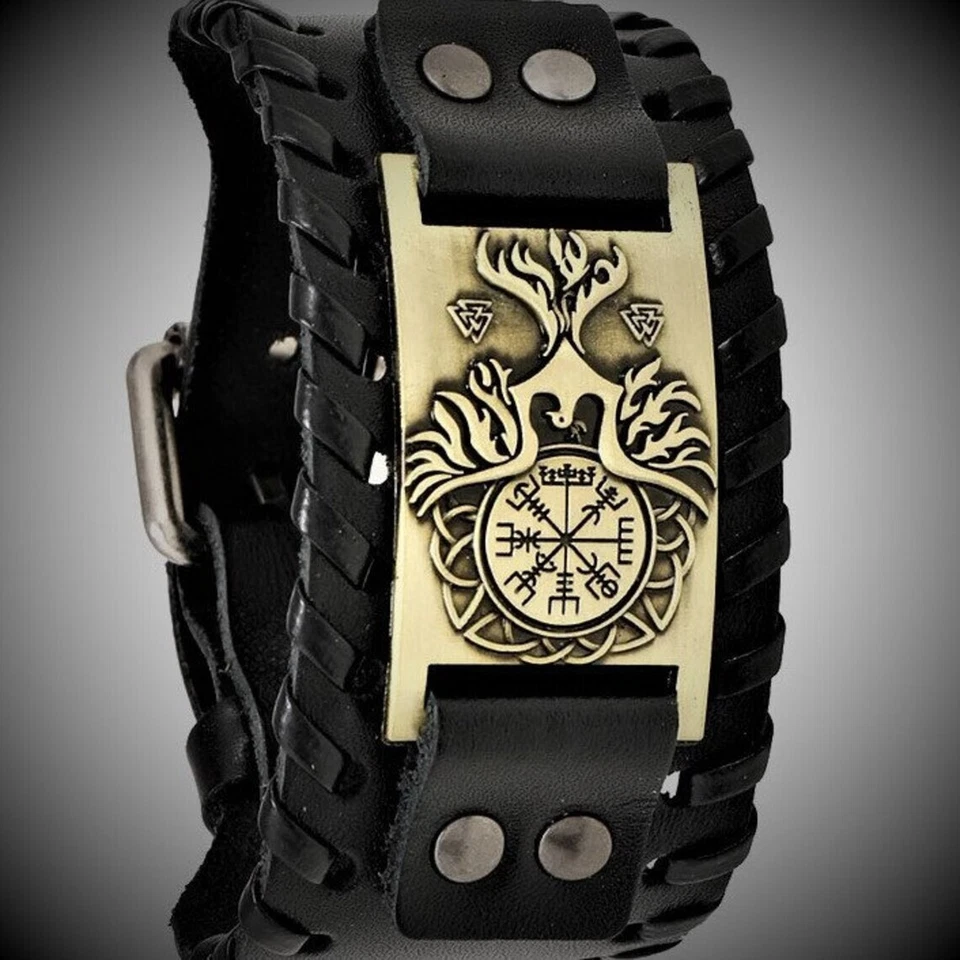 Biker Armband, PU Lederarmband, Adler Armband, Kompass Armband - Bild 3 von 3