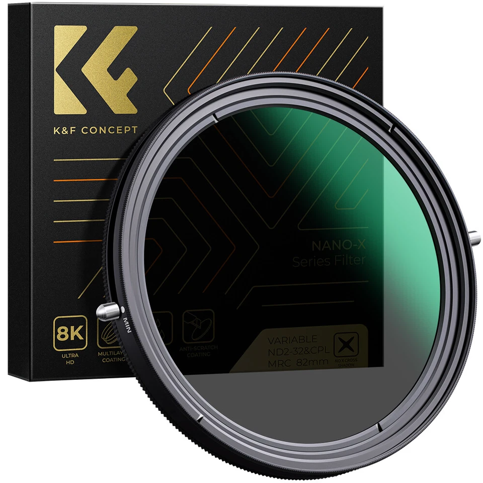 K&F Concept 2 in 1 Variable ND2-ND32 & CPL Camera Lens Filter No X Spot 49-82mm - Image 2 of 4