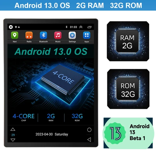 10.1" 2 Din Car Stereo Radio Android 13 GPS WiFi Vertical Touch Screen FM Player - Imagen 5 de 18