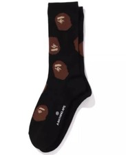 Authentic a bathing ape bape ape head socks men  s black new M