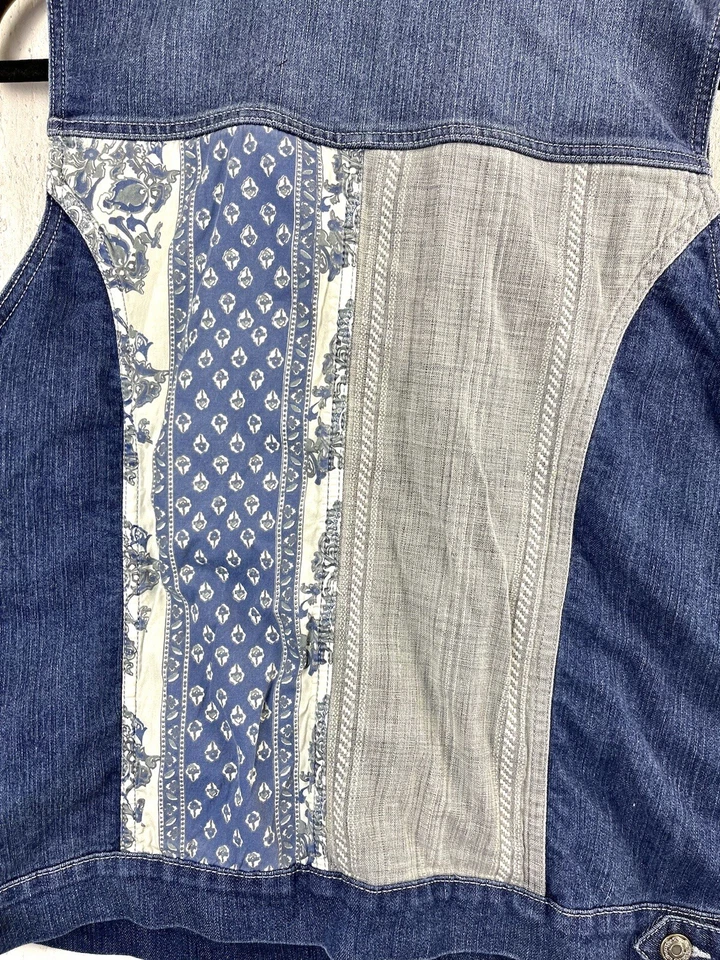 Женский винтажный джинсовый жилет Nine West America бохо с нашивкой L эластичный родео вестерн - Изображение 3 из 4