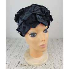Vintage Mr. John Jr Junior 1960s Black Velvet Pillbox Hat