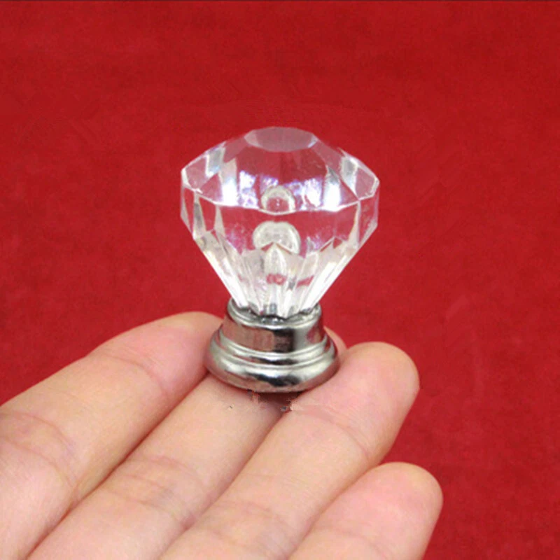12x Diamond Glass Cabinet Crystal Door Knobs Sets Cupboard Drawer Handle Clear - Image 4 of 4