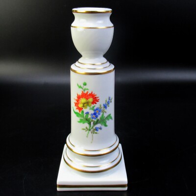 Meissen Porzellan Kerzenständer Blumendekor 2. Wahl Porcelain Candlestick 15cm