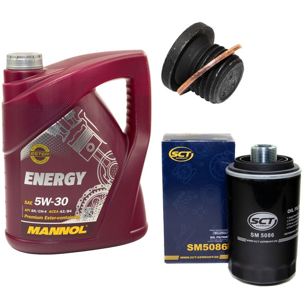 MotoröL ÖLfilter SM5086 Set 5W30 5Liter + ÖLablassschraube FüR Seat Exeo St-image