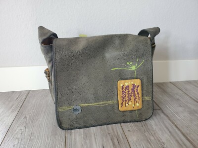 Used Haiku Shoulder Bag Green Orange Interior Eight Pockets