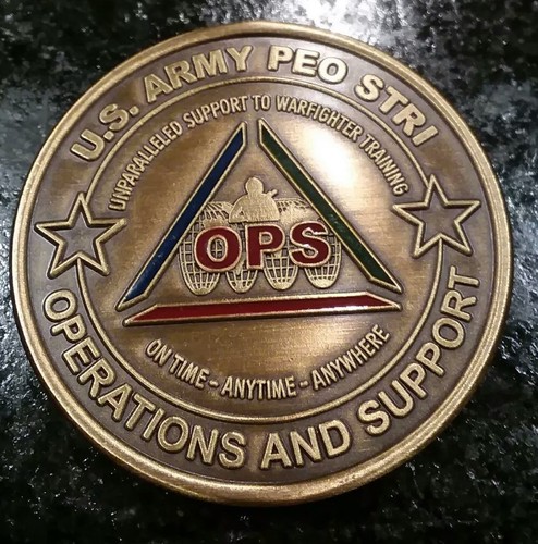 US ARMY PEO STRI OPERATIONS AND SUPPORT 24/7 PM FIELD OPS Challenge Coin 