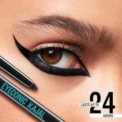 LAKME Eyeconic Kajal Eyeliner, Deep Black, 24hrs Smudge Proof - Twin Pack | FS