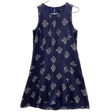 Madewell Womens Silk Floral Sleeveless Shift Dress Drop Waist Peplum Blue sz XS