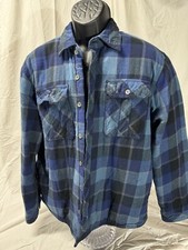 Boston Traders L/S Button front Fleece Lined Blue Flannel Jacket Size XL