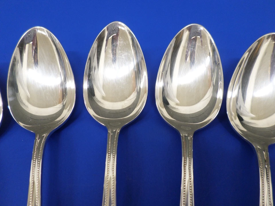 9 - WMF Patent 90 PEARL Glossy Beaded Edge Silverplate Flatware 6 1/8" TEASPOONS - Image 3 of 4