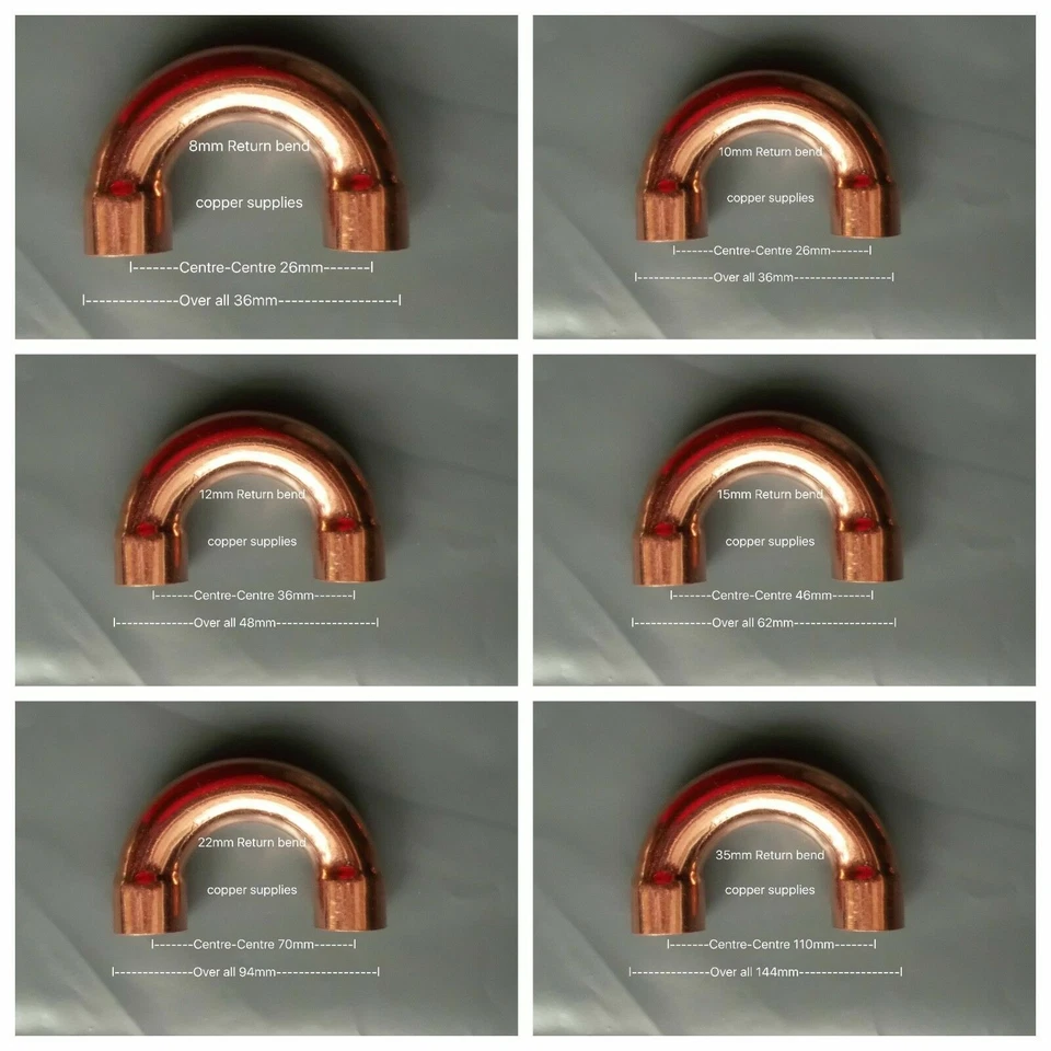 End Feed Fittings - 8mm/10mm/12mm/15mm/22mm/35mm Return Bend/plumbing