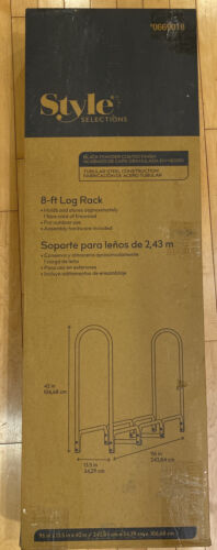 Estante de leña exterior de acero negro de alta resistencia de 8' - nuevo en caja 96x42x13,5 sostiene medio cable - Imagen 1 de 6