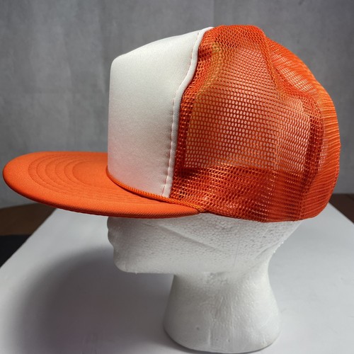 Vintage 80’s AmaPro SnapBack Hat Orange/White 100% Polyester Made In China Blank - Picture 4 of 8