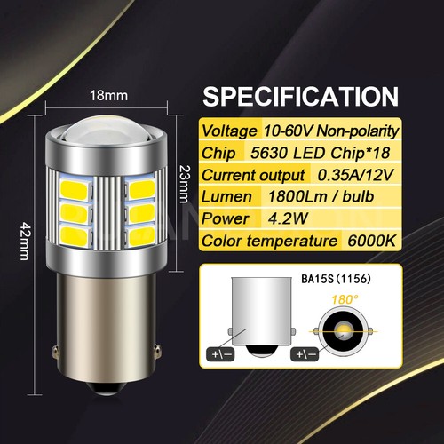 1156 BA15S Feu clignotant rouge/jaune/blanc 10-60V non polarité 1800lmRuiandsion - Bild 4 von 12