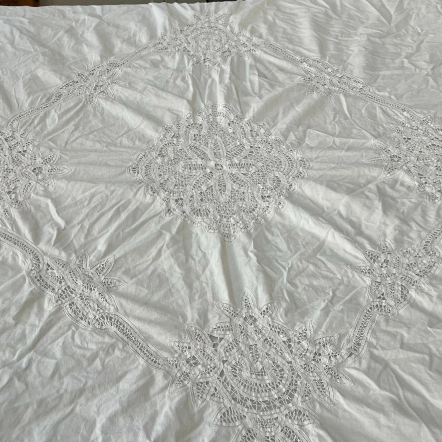 Imperial элегантность белый пододеяльник 84 «x 89» цветочный кружева вышивка Cottagecore - Изображение 4 из 4