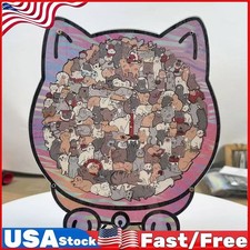 135-Piece Morandi-Colored Cat Shaped Wooden Jigsaw Puzzle, Cats Shaped Puzzle AE