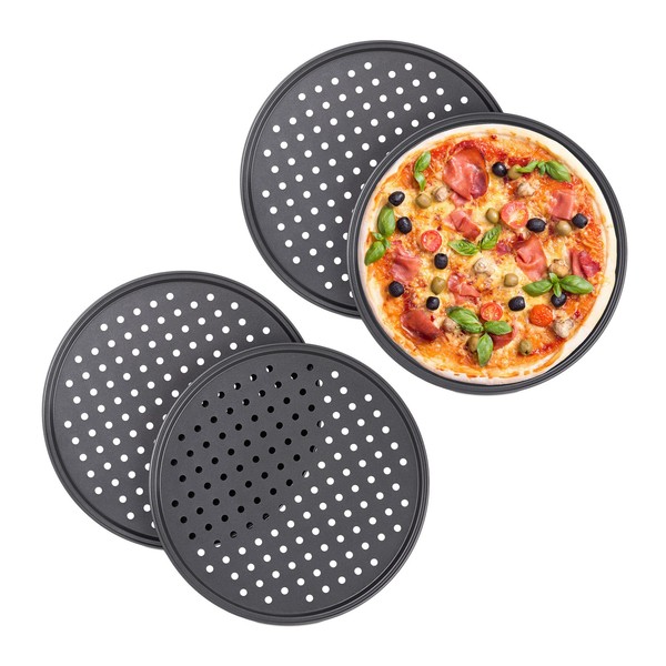 Pizzablech Pizza Backform Antihaft Backblech Gelochtes Blech 4 StüCk 32 Cm-image