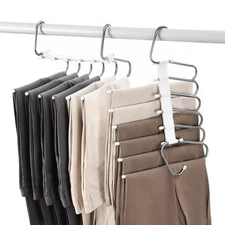 Upgraded Collapsible Pants Hangers Space Saving, 6 Layers Clothes Rack,
