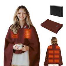 Heated Blanket Battery Operated Cordless Portable Heated Shawl,61" x 31" Elec...
