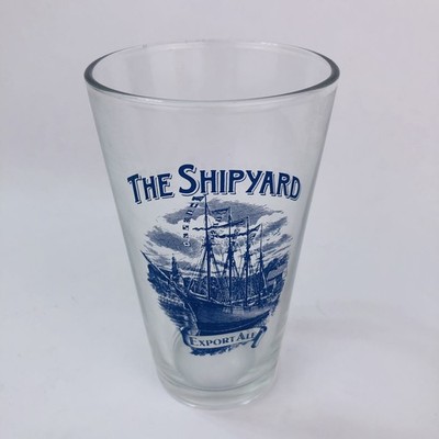 SHIPYARD Schooner Portland Maine ME Pint Beer Barware Clear Glass Blue Logo 6 