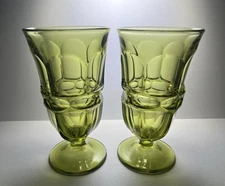 Fostoria Argus Olive Green Henry Ford Museum Iced Tea Glass - set of 2 - MINTY