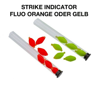 Bissanzeiger Strike Indicator - 6 Stück im Röhrchen - Fliegenfischen fluo gelb